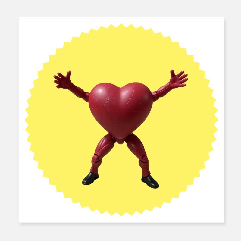 Hugging Heart Action Figure (Jagged Badge) - Poster 20x20 cm - Weiß