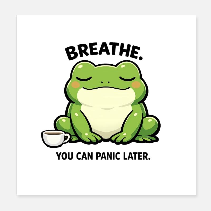 Grenouille à café de la tranquillité Poster 20 x 20 cm