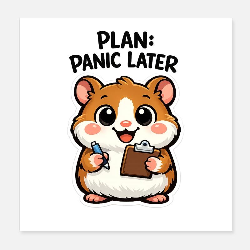 Plan: Panik Später Hamster Poster 20x20 cm