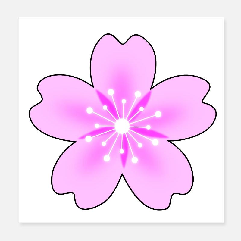 Pinke Blüte mit Neonstrahlen Poster 20x20 cm