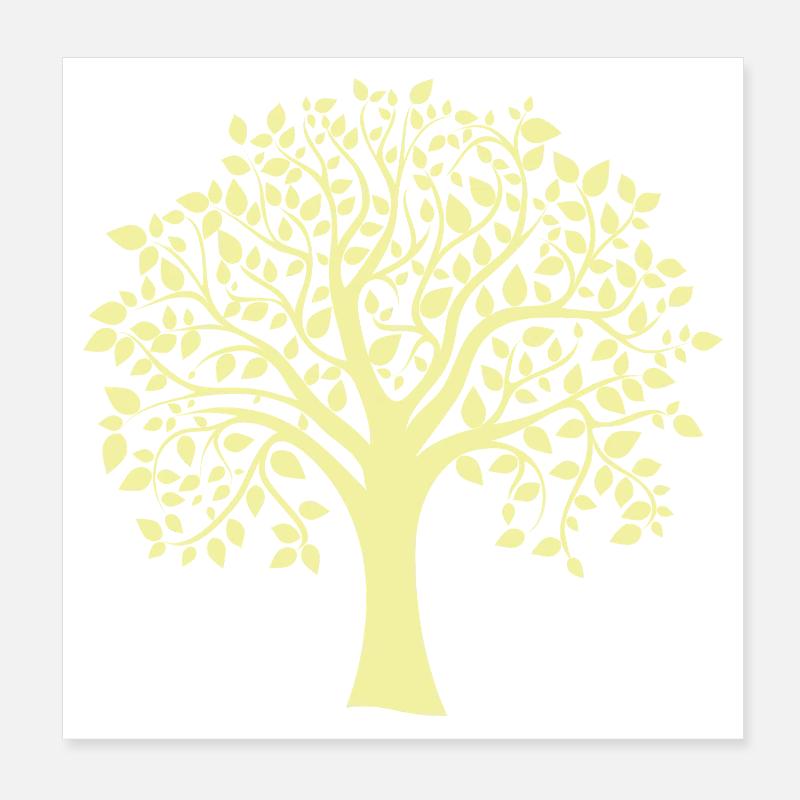 Icon Gelber Jumbo-Baum-Print-Silhouette - Poster 20x20 cm - Weiß