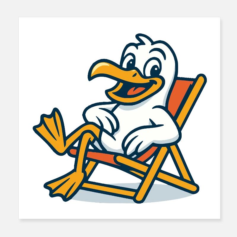 Canard décontracté sur chaise longue Poster 20 x 20 cm