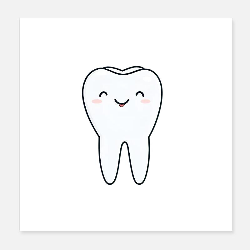Dessin animé Dent Joyeuse Poster 20 x 20 cm