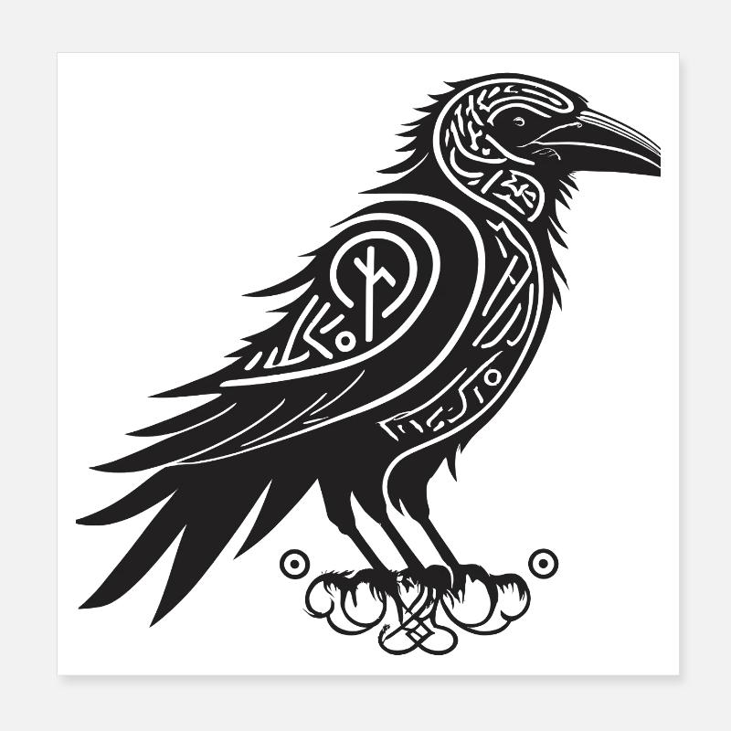 Raven Tribal Black Poster 8" x 8" (20x20 cm)