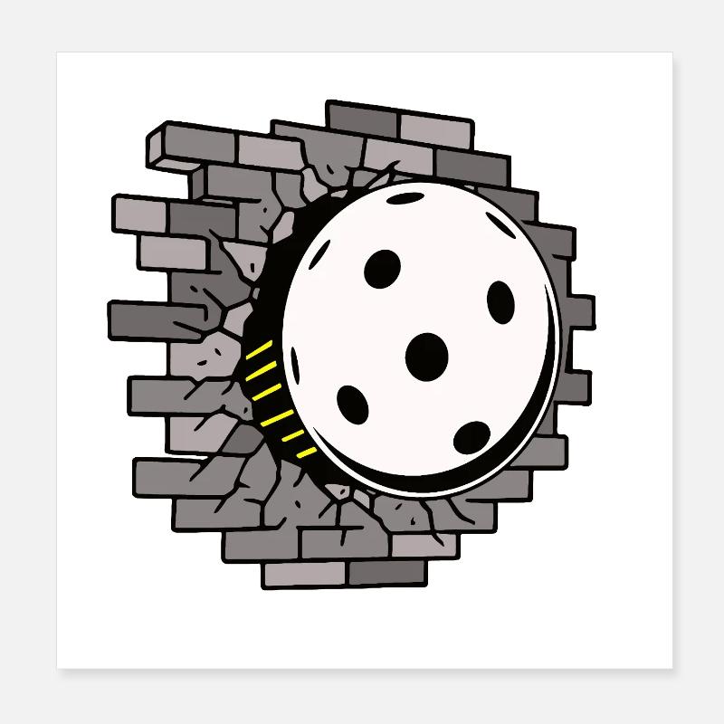 Floorball, percée murale Poster 20 x 20 cm