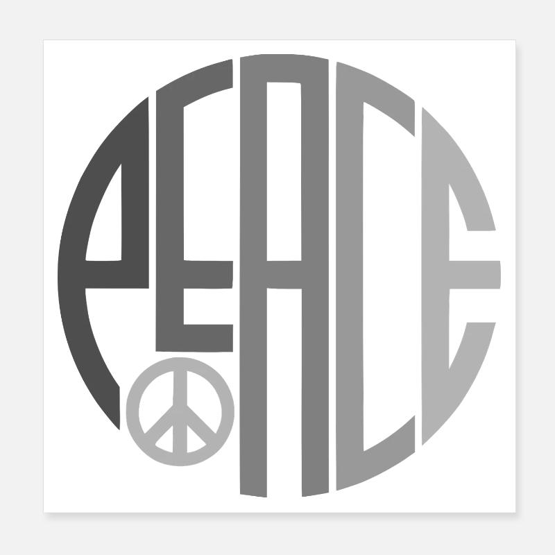Kreis Typografie Peace mit Peacezeichen Poster 20x20 cm