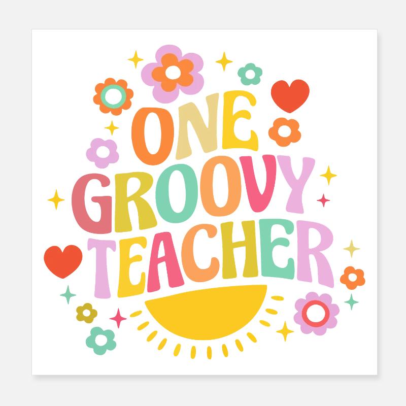 Professeur génial avec un cœur et des fleurs Poster 20 x 20 cm