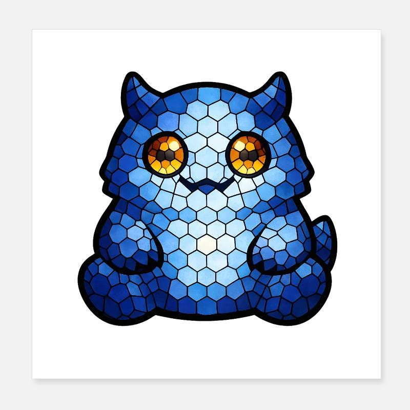 Œil bleu de chat mosaïque Poster 20 x 20 cm