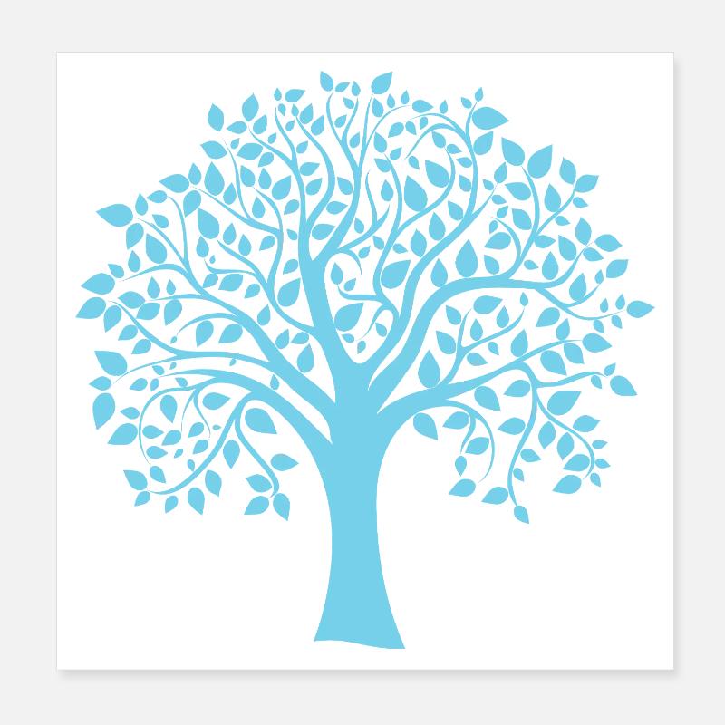 Silhouette icône bleue d’arbre jumbo imprimé - Poster 20 x 20 cm - blanc