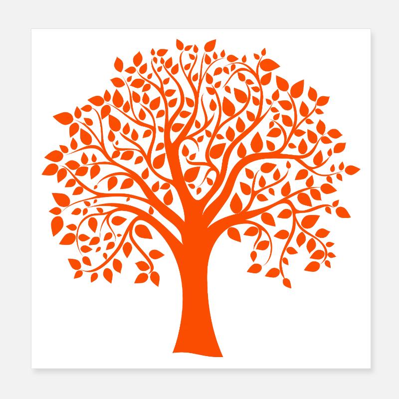 Base Orange Jumbo Tree Print Silhouette Poster 8" x 8" (20x20 cm)