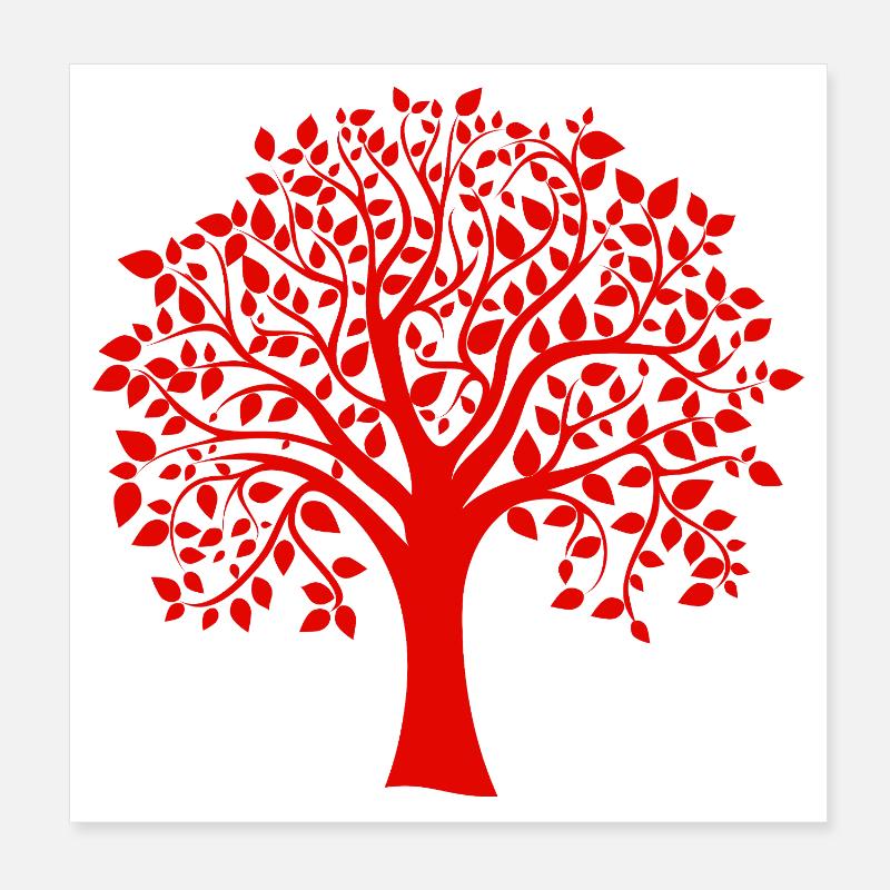 Rote Jumbo-Baum-Print-Silhouette Poster 20x20 cm