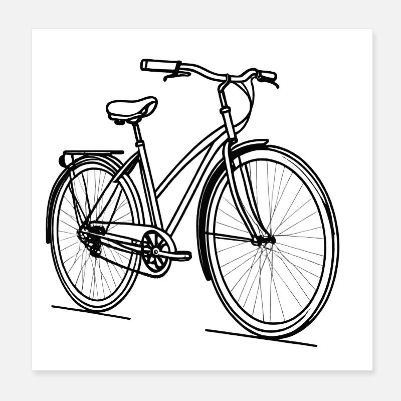 Art de silhouette de vélo Poster 20 x 20 cm
