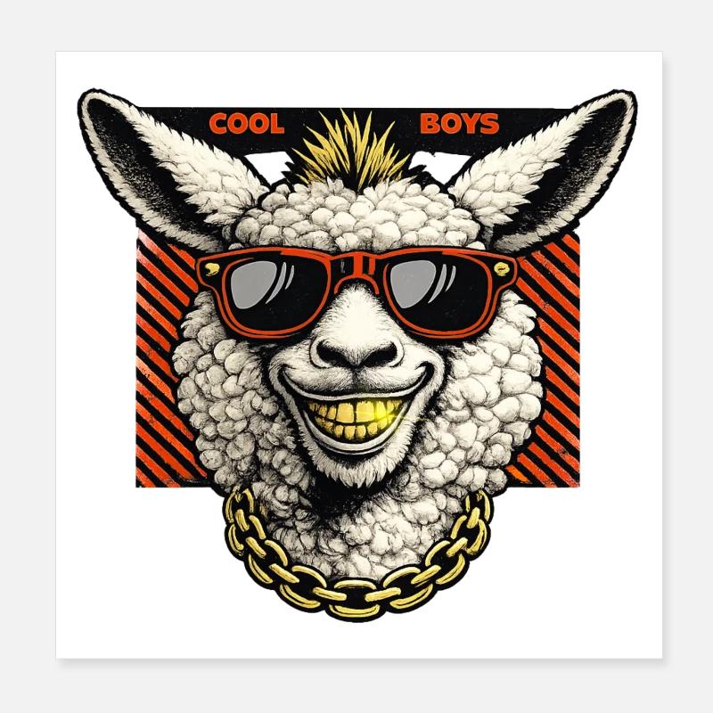Agneau décontracté avec des lunettes de soleil... Les garçons cool Poster 20 x 20 cm