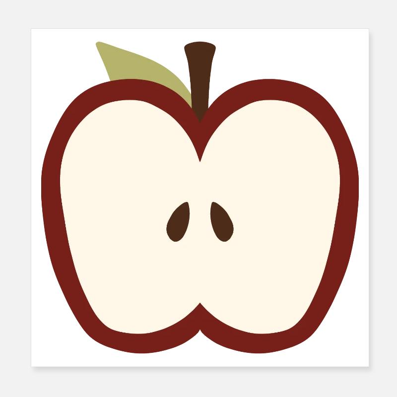 Niedliches Halb-Apfel-Gesichtsemblem Poster 20x20 cm