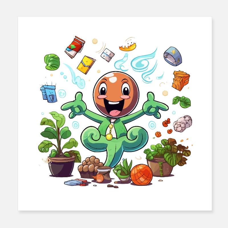 Fröhlicher Pflanzensuperheld Poster 20x20 cm