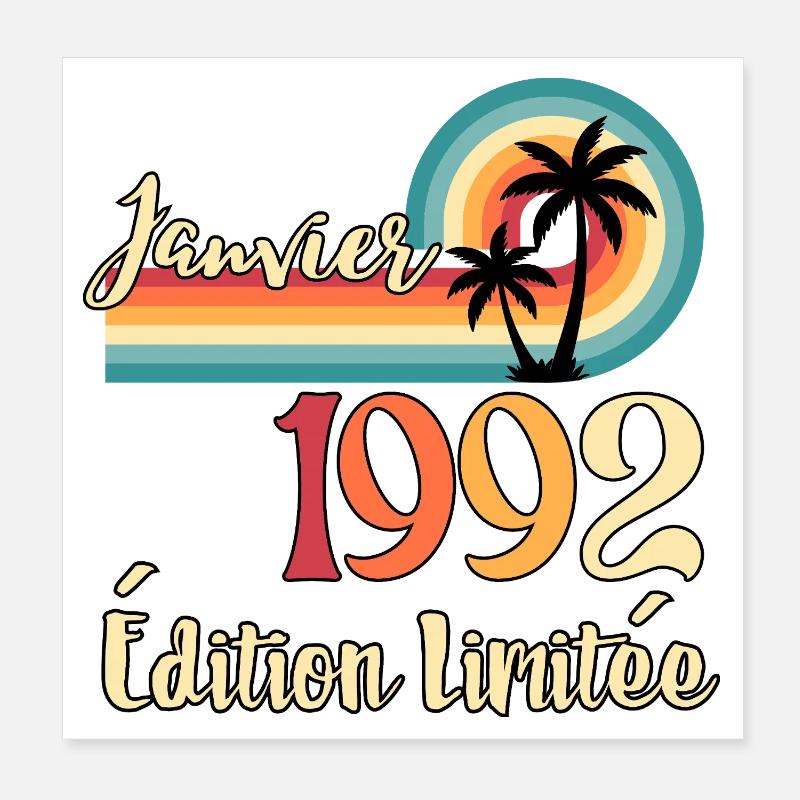 Janvier 1992 – Édition limitée rétro Poster 20 x 20 cm