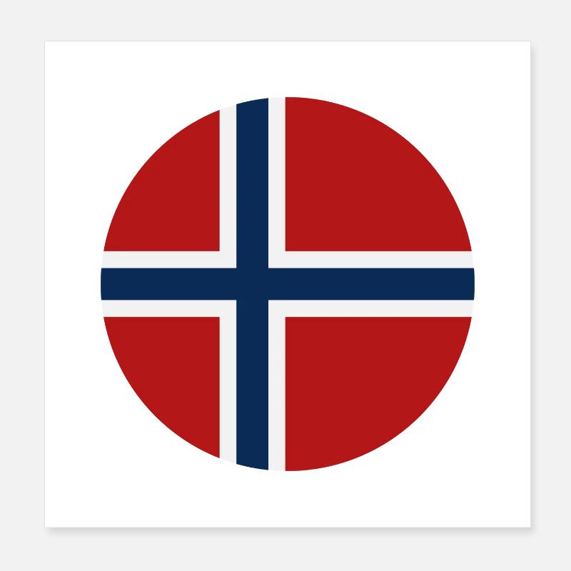 Norwegen-Rundflagge Poster 20x20 cm