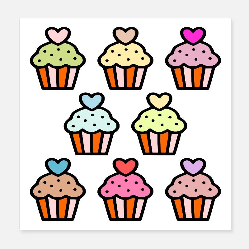 Muffins de gâteau d’anniversaire Poster 20 x 20 cm