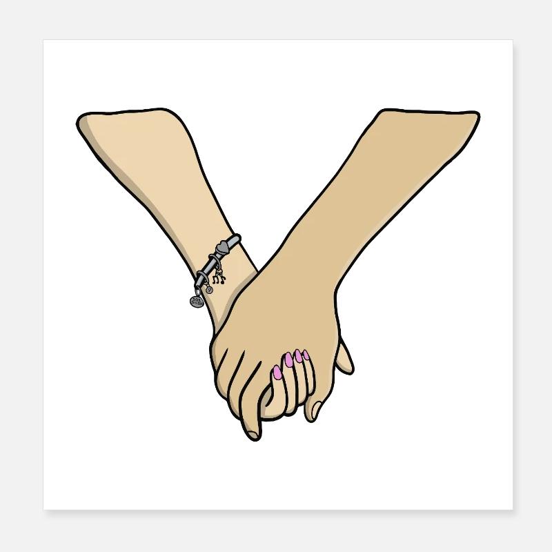 Romantisches Paar, das Händchen hält, Valentine Poster 20x20 cm
