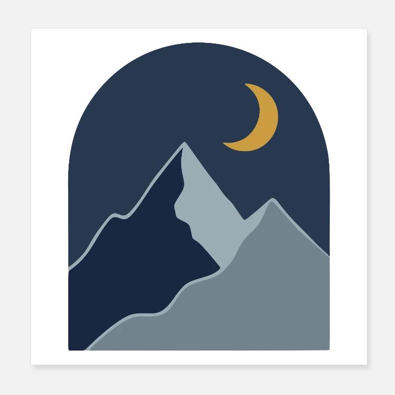 Midnight Mountain Serenity Poster 8" x 8" (20x20 cm)