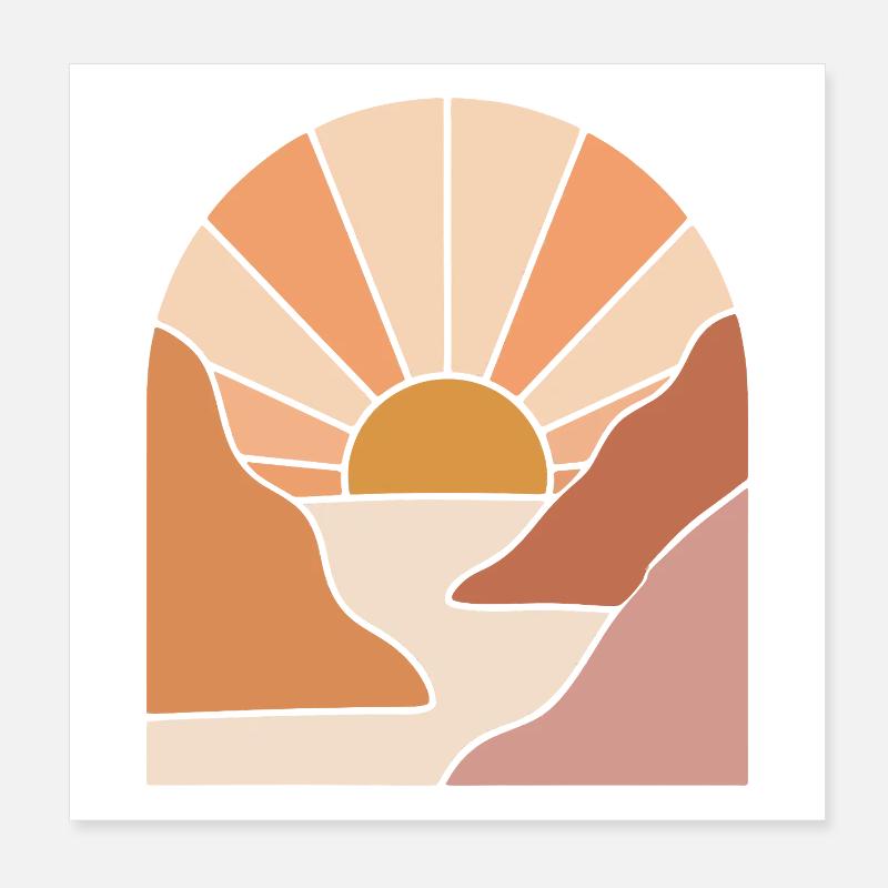 Sunlit Canyon Path Poster 20x20 cm