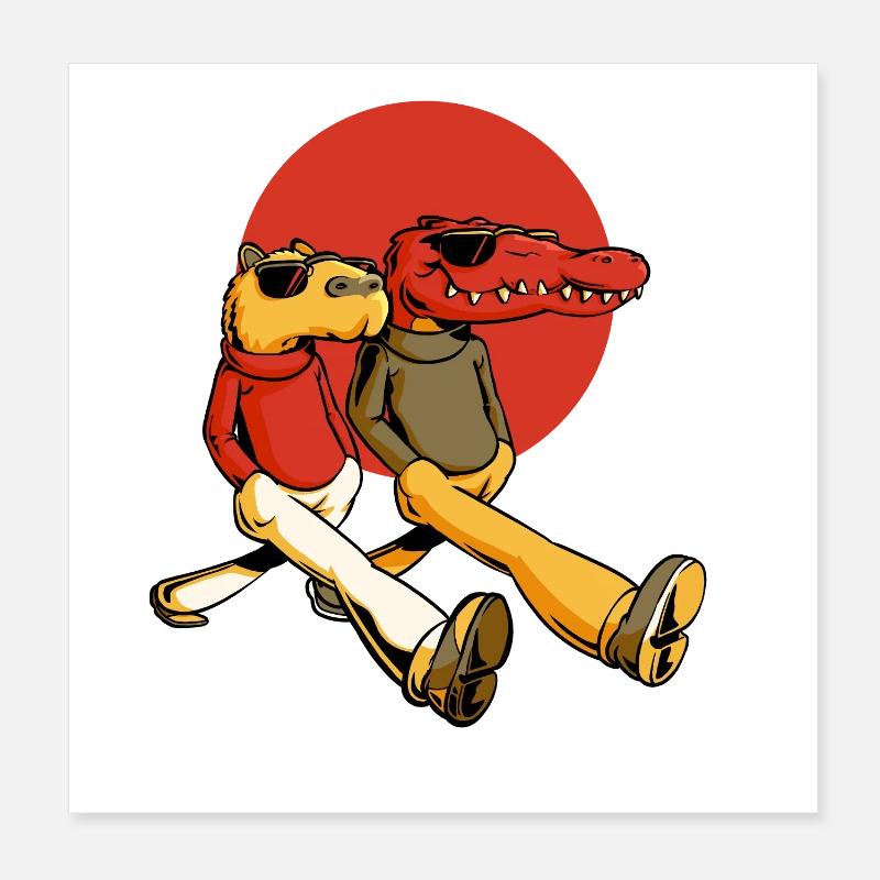 Capybara et Gator Poster 20 x 20 cm