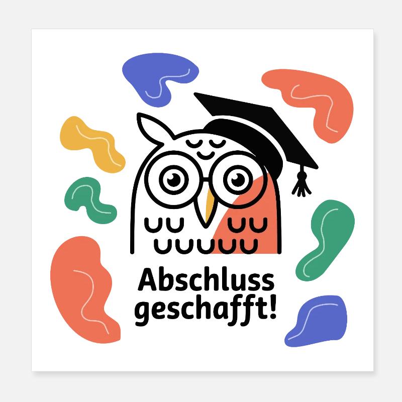 Abschluss-Eule Abstract Organic - Poster 20x20 cm - Weiß