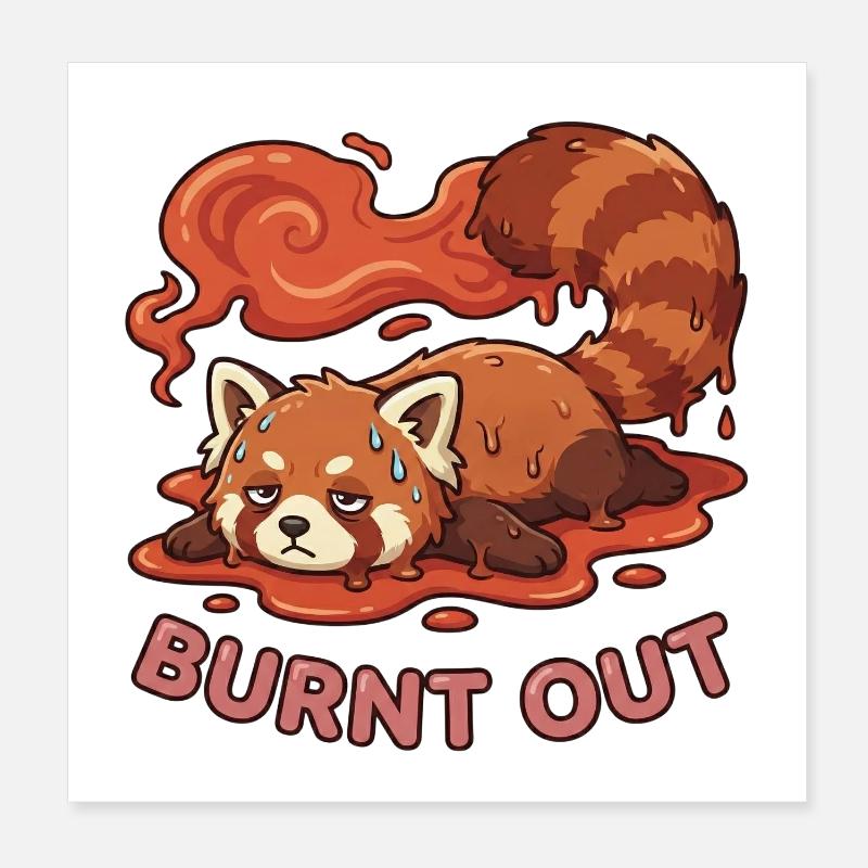 Mignon et fatigué : Panda rouge brûlé Poster 20 x 20 cm