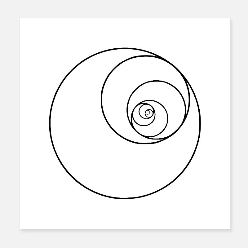 Fibonacci-Spiralkreis Poster 20x20 cm