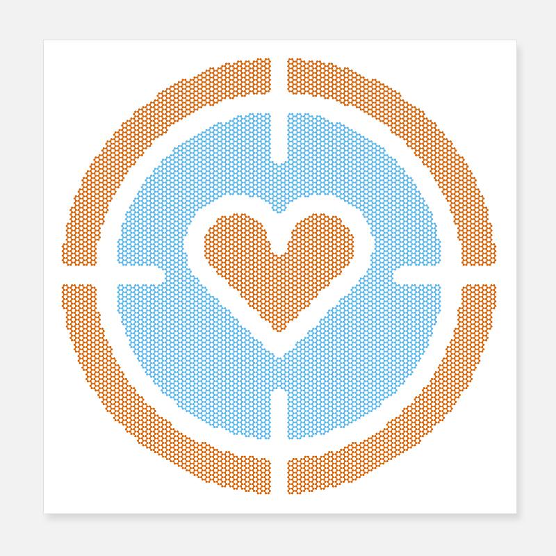 Heart in Target Emblem, atomic pattern Poster 8" x 8" (20x20 cm)
