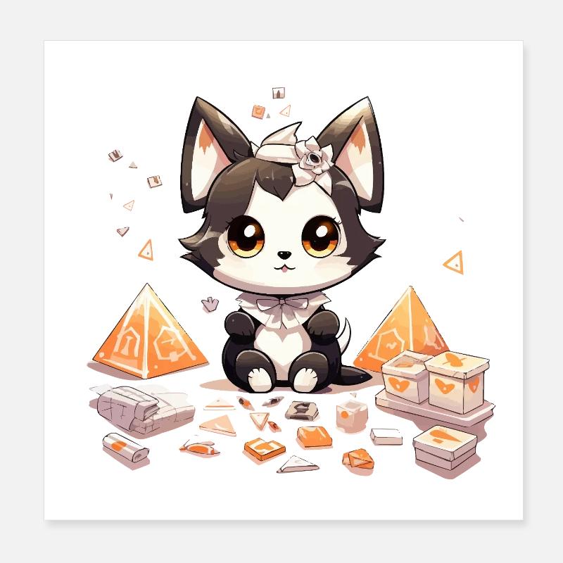 Chibi Chiot Diamant Trésor Poster 20 x 20 cm