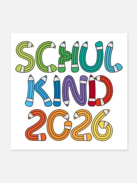 Schulkind 2026 Schule Einschulung Schulanfang - Poster 20x20 cm - Weiß