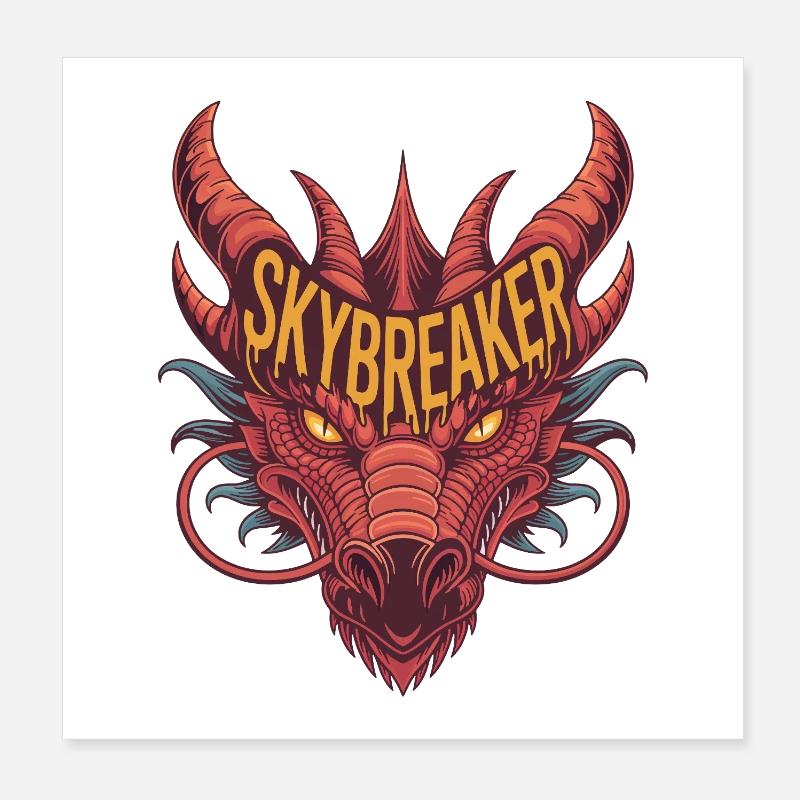 Skybreaker Drache Design Poster 20x20 cm