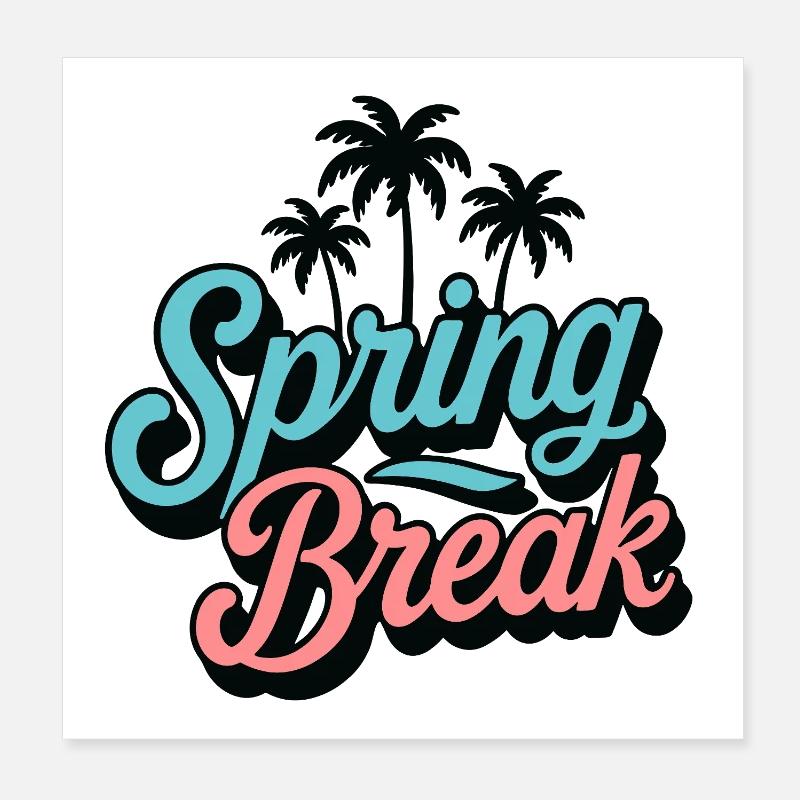 Spring Break Palm Trees Retro Holiday Party Poster 8" x 8" (20x20 cm)