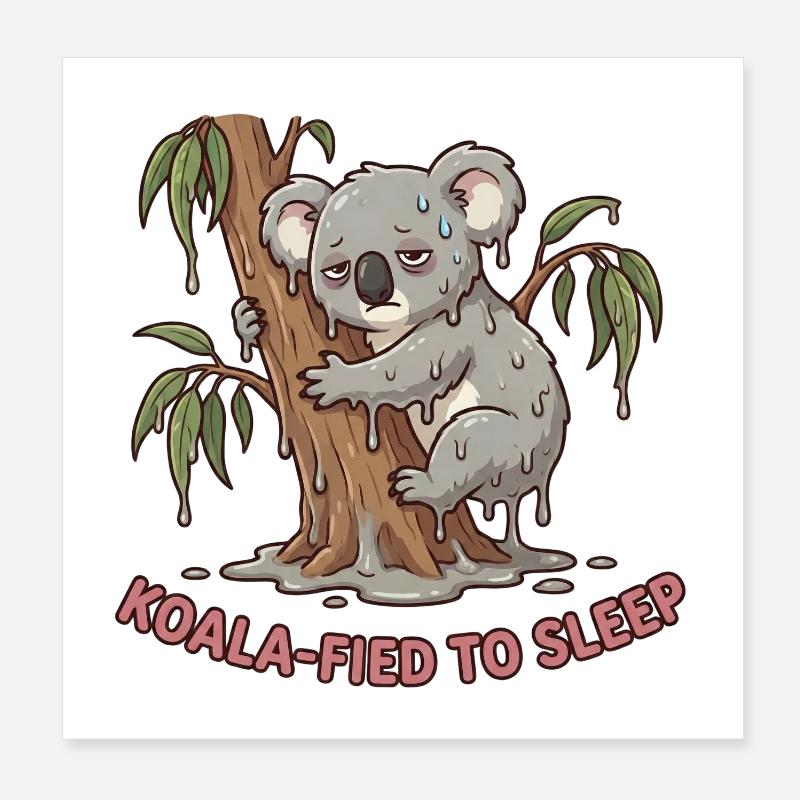 Koala Kawaii Endormi Poster 20 x 20 cm