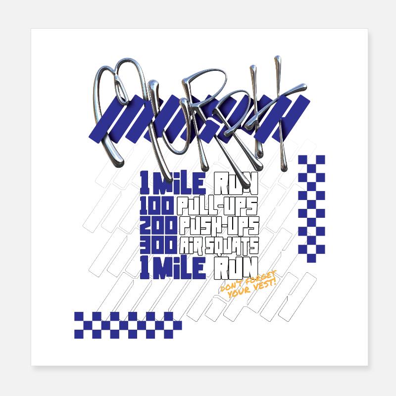 Murph Hero WOD CrossTraining Lichtgrafik-Version Poster 20x20 cm