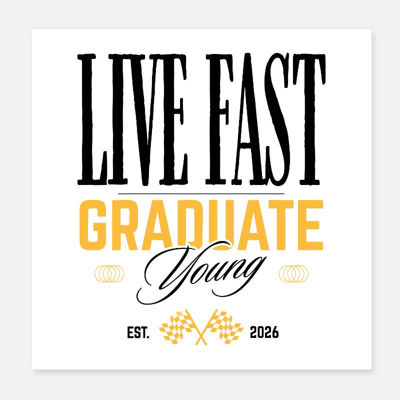 Graduation Ceremony Yellow Typography Poster 8" x 8" (20x20 cm)