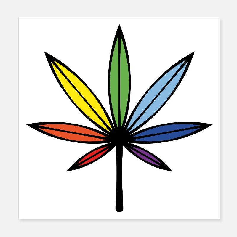 Cannabis / Marijuana / Hemp (Outline / Rainbow) Poster 8" x 8" (20x20 cm)