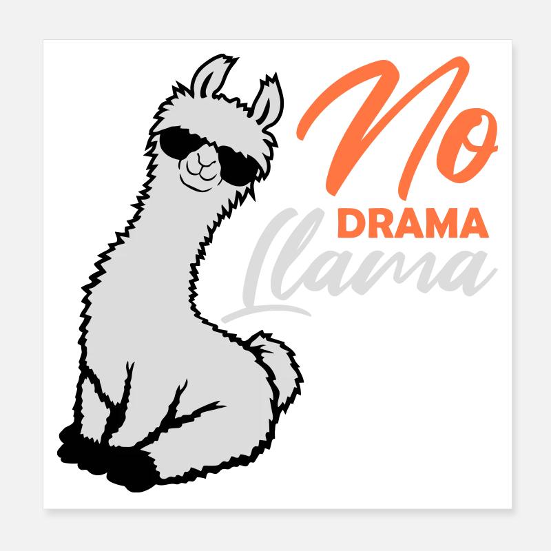 No Drama Lama Cool Sunglasses Seated Relaxed Poster 8" x 8" (20x20 cm)