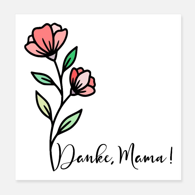 Muttertag Blumen Danke Mama Poster 20x20 cm