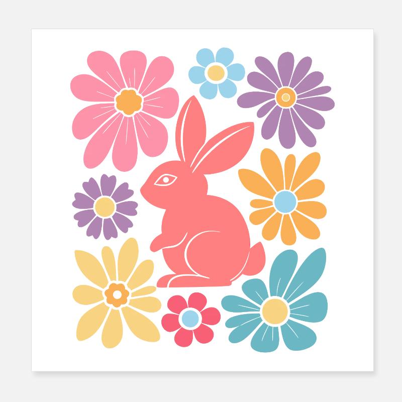 Happy Easter Bunny Boho Poster 20x20 cm