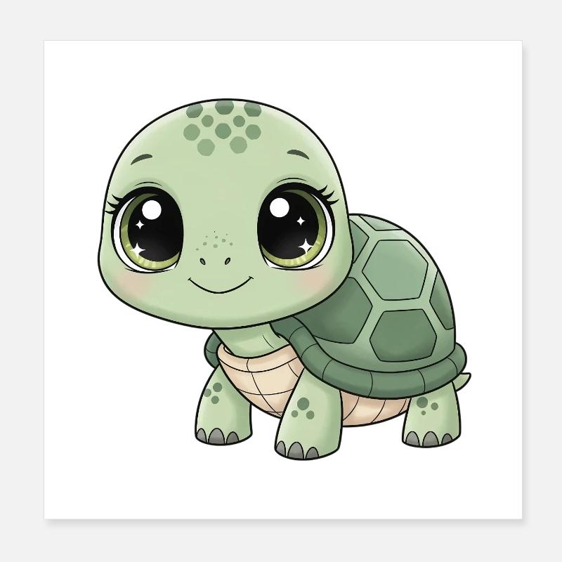 Mintgrüne Kuschelturtle Poster 20x20 cm