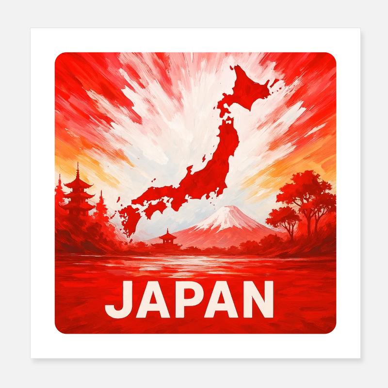 Japan Travel Design Poster 8" x 8" (20x20 cm)