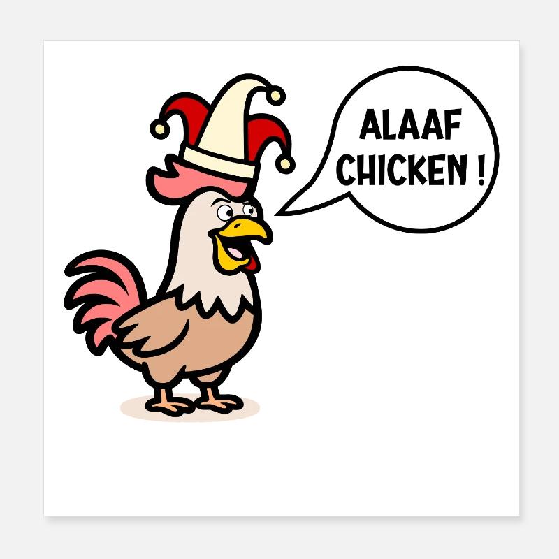 Carnaval des poulets anglais Alaaf Poster 20 x 20 cm
