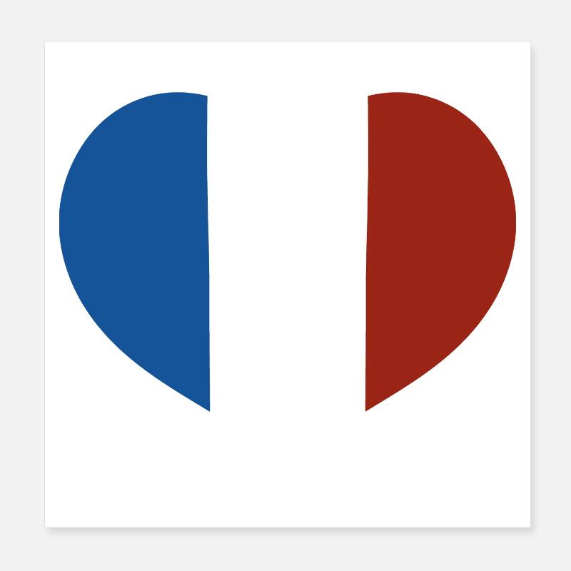 Cœur du drapeau français Poster 20 x 20 cm
