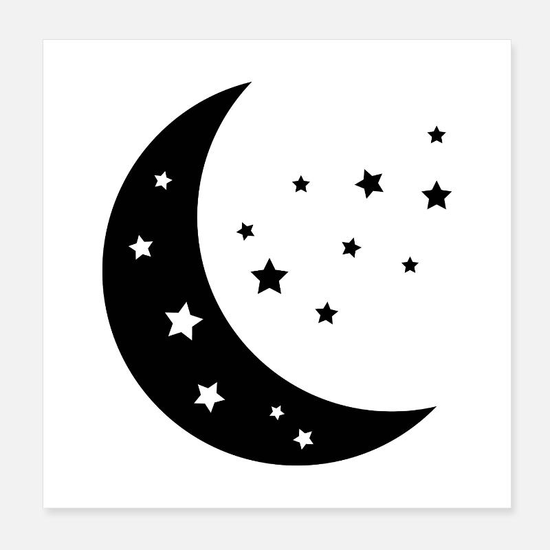 Lune et étoiles Poster 20 x 20 cm