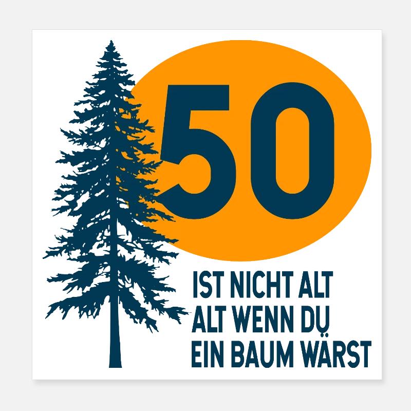 50th Birthday Gift Tree Poster 8" x 8" (20x20 cm)