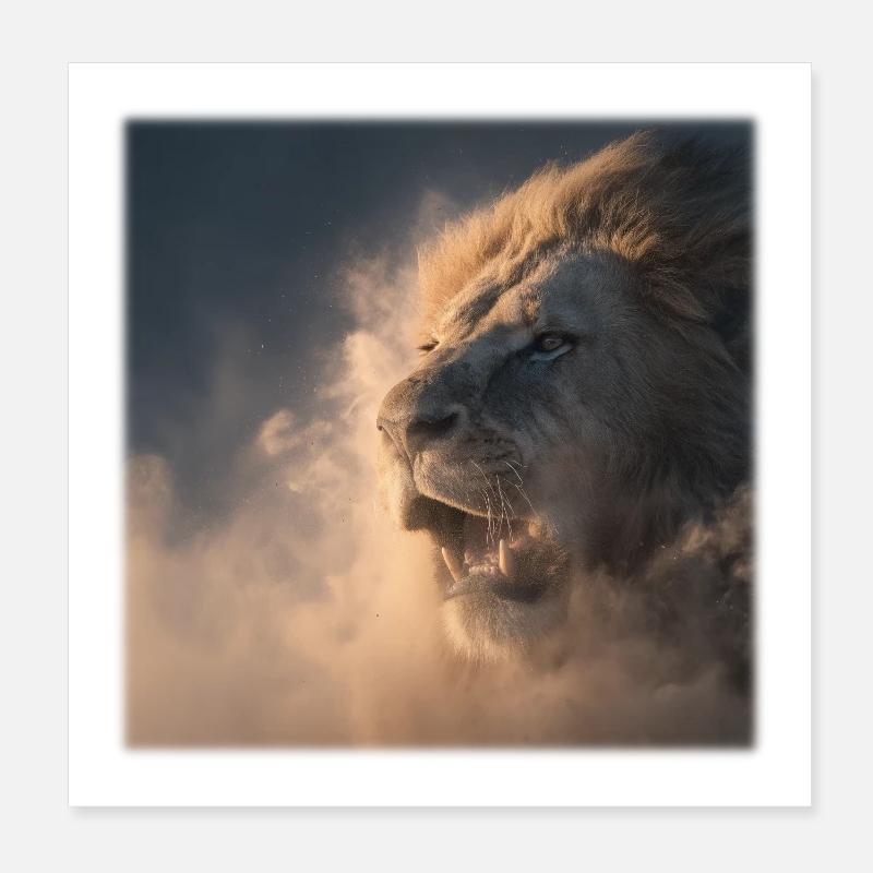 Lion from the Clouds – Royal Strength Poster 8" x 8" (20x20 cm)