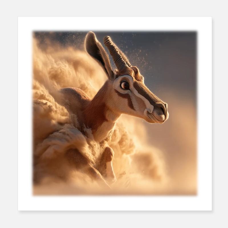 Antelope in a Sandstorm – Speed & Instinct Poster 8" x 8" (20x20 cm)