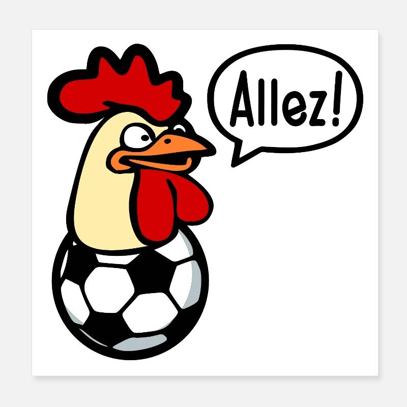Poules Poulets Football  Poster 20 x 20 cm